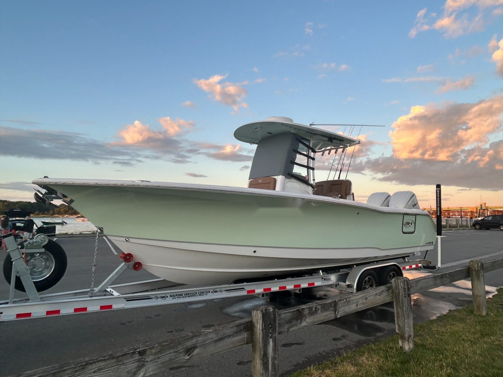 Real center console boat with Marine RoadGuard installed