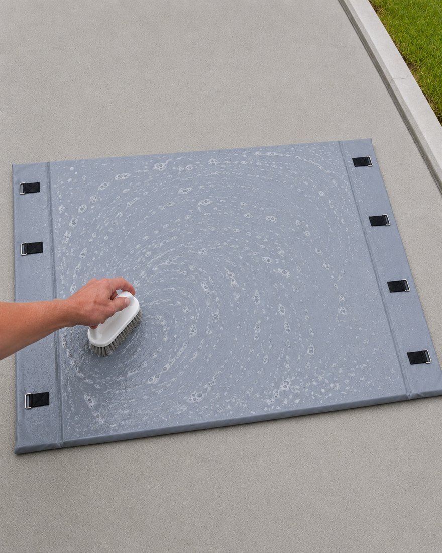 Cleaning the Marine RoadGuard shield with a soft brush